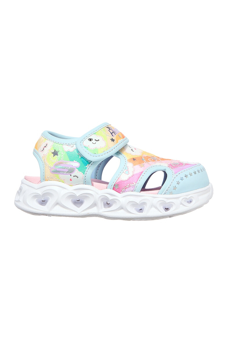 Skechers Sandale cu velcro si model colorblock Hearts Lights - Pled.ro