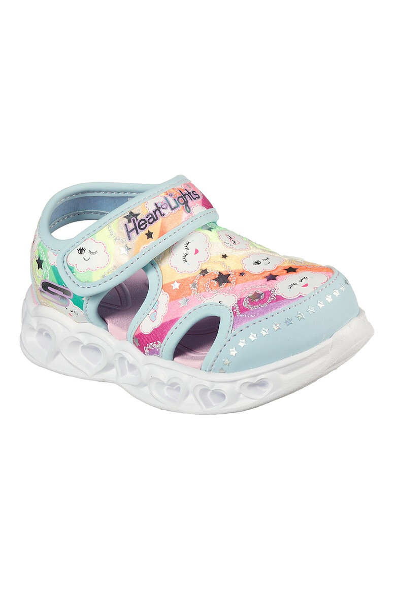 Skechers Sandale cu velcro si model colorblock Hearts Lights - Pled.ro