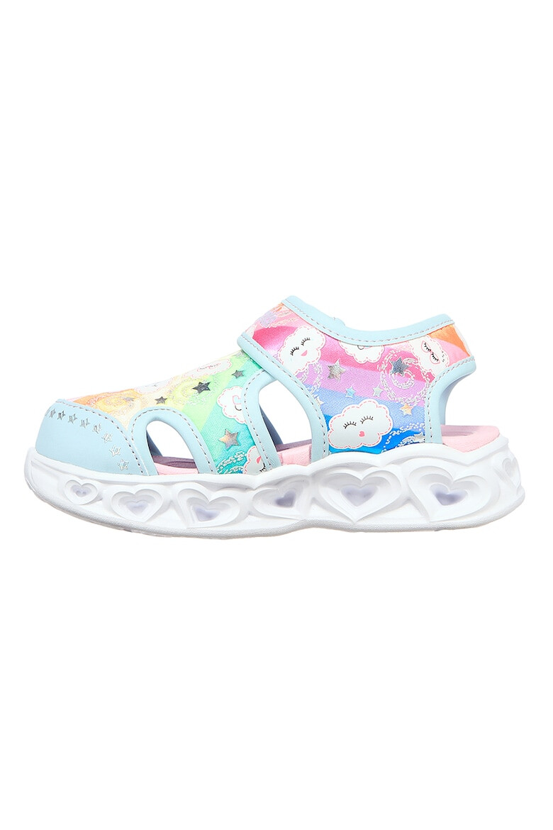 Skechers Sandale cu velcro si model colorblock Hearts Lights - Pled.ro