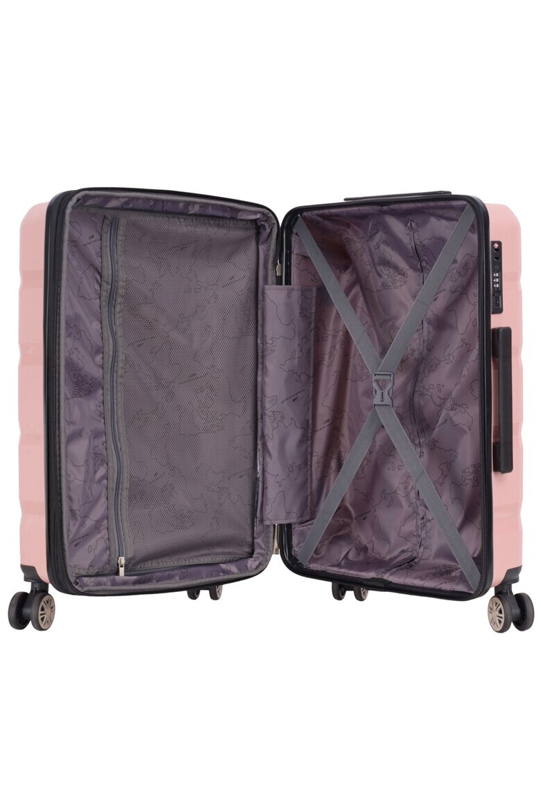 Snowball Set Trolere Polipropilena Madisson SW43603 4 Roti Duble Cifru TSA 3 Piese Rose - Pled.ro