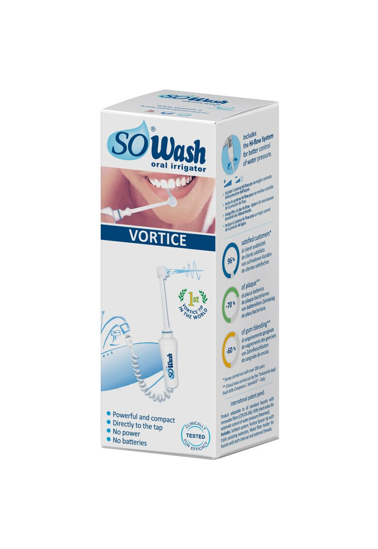 So Wash Irigator oral Vortice 1 cap efect aspirare Vortice alb cuplare la robinet fara baterii sau curent electric - Pled.ro