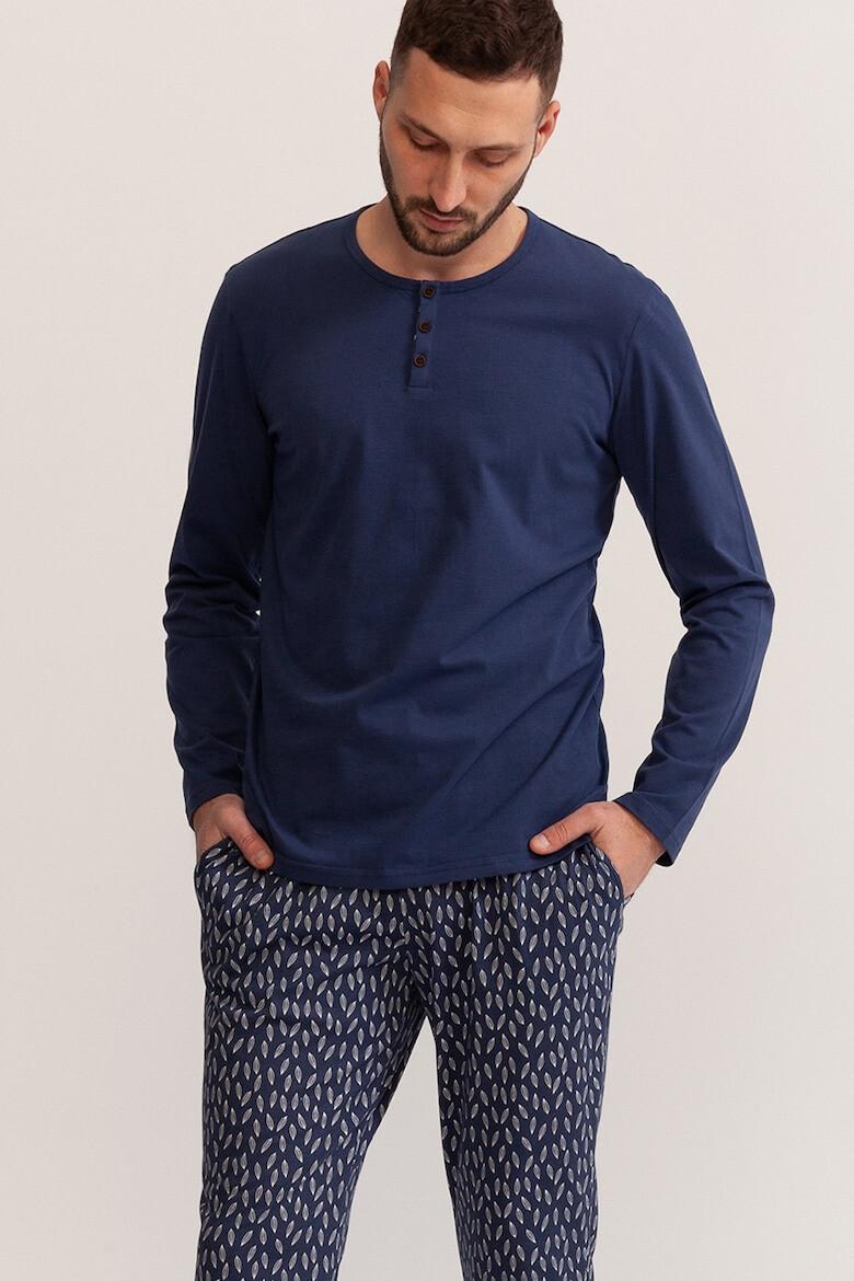 Soft & Seven BY SOFIAMAN Pijama cu decolteu henley Lazar - Pled.ro