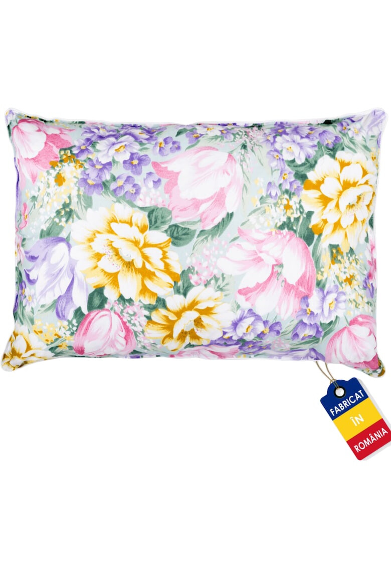 Somnart Perna 50x70 cm umplutura pene 90% puf 10% bumbac 100% model floral - Pled.ro