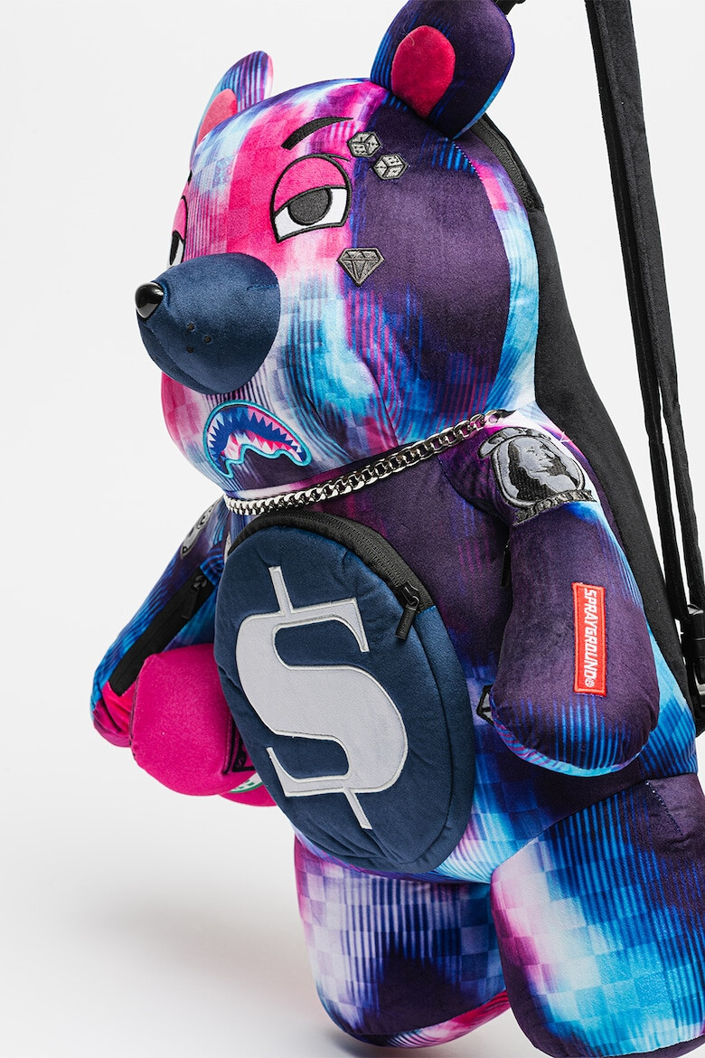 Sprayground Rucsac unisex cu model ursulet si imprimeu tie-dye in carouri - Pled.ro