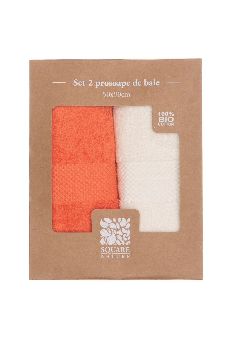 Square Nature Set 2 prosoape baie 50x90 cm bumbac organic - Pled.ro