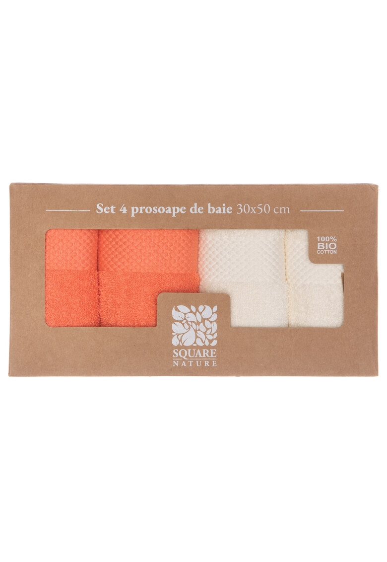 Square Nature Set 4 prosoape baie 30x50 cm bumbac organic - Pled.ro