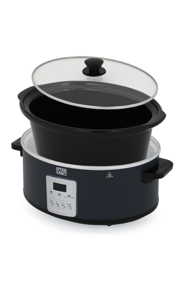 Star-Light Slow cooker 6.5 l 270 W display LED timer vas ceramica detasabil functie de pastrare la cald gri - Pled.ro