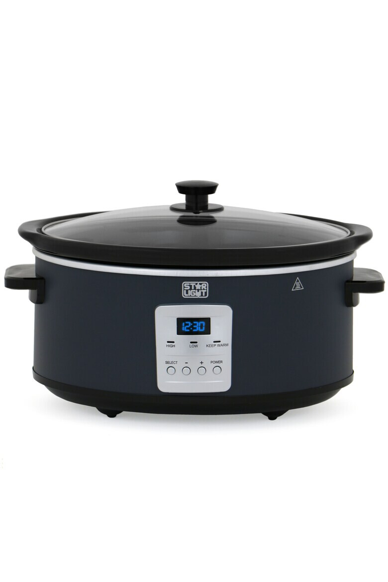 Star-Light Slow cooker 6.5 l 270 W display LED timer vas ceramica detasabil functie de pastrare la cald gri - Pled.ro