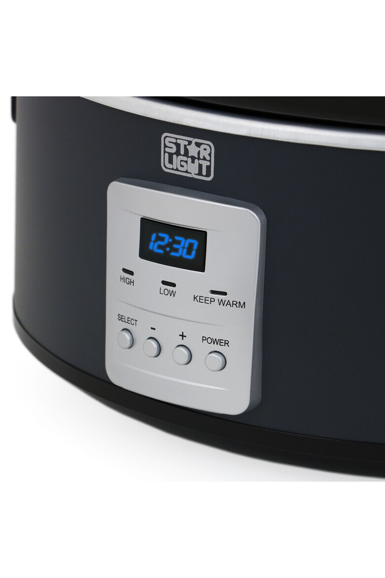 Star-Light Slow cooker 6.5 l 270 W display LED timer vas ceramica detasabil functie de pastrare la cald gri - Pled.ro