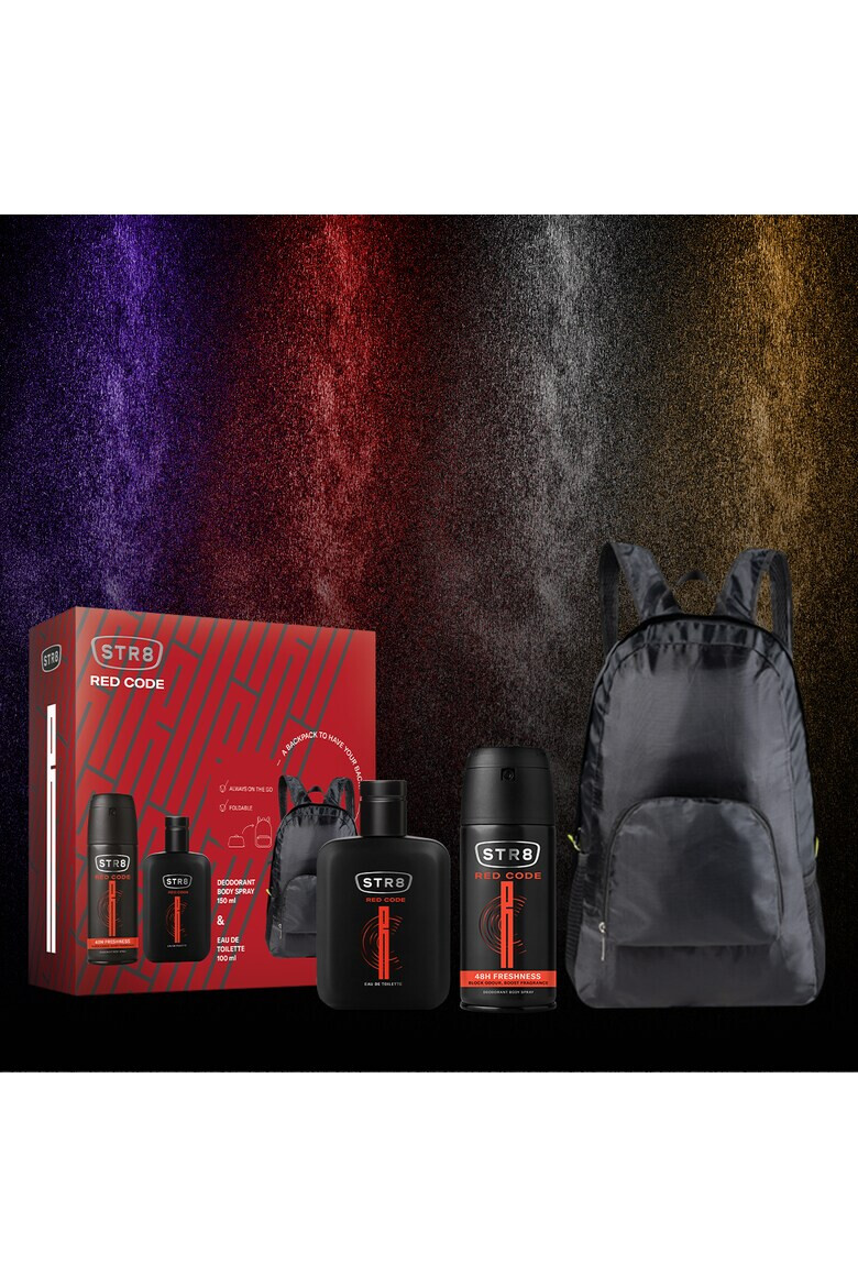 STR8 Set cadou RED CODE Barbati: Apă de toaletă 100 ml + Deodorant spray pentru corp 150 ml + ghiozdan cadou - Pled.ro