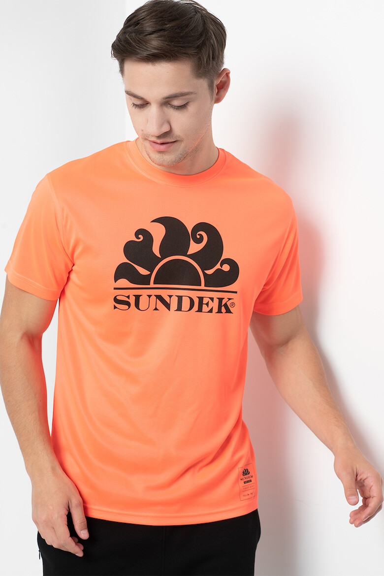 Sundek Tricou cu decolteu la baza gatului si imprimeu logo cu Dri-Fit - Pled.ro