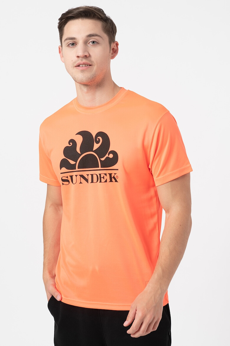 Sundek Tricou cu decolteu la baza gatului si imprimeu logo cu Dri-Fit - Pled.ro