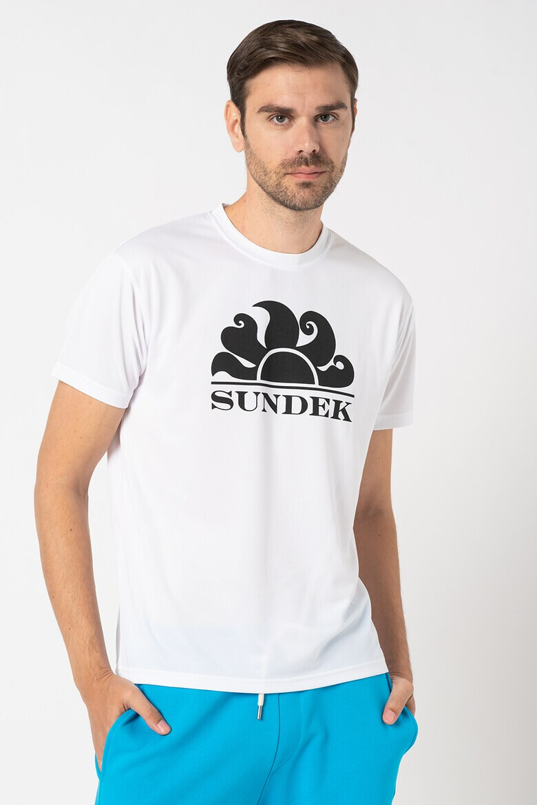 Sundek Tricou cu decolteu la baza gatului si imprimeu logo cu Dri-Fit - Pled.ro