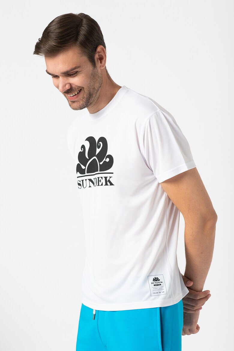 Sundek Tricou cu decolteu la baza gatului si imprimeu logo cu Dri-Fit - Pled.ro