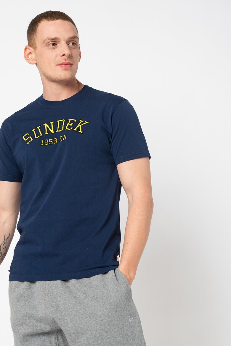 Sundek Tricou cu decolteu la baza gatului si imprimeu logo Dom - Pled.ro