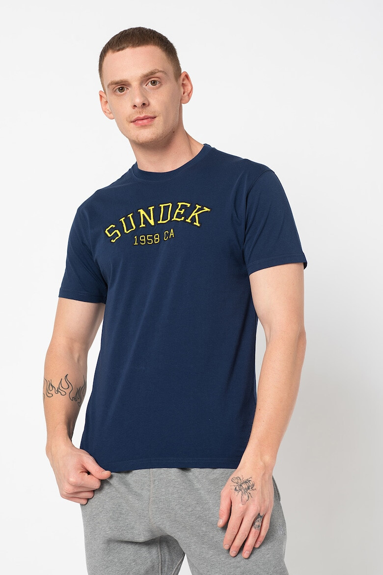 Sundek Tricou cu decolteu la baza gatului si imprimeu logo Dom - Pled.ro