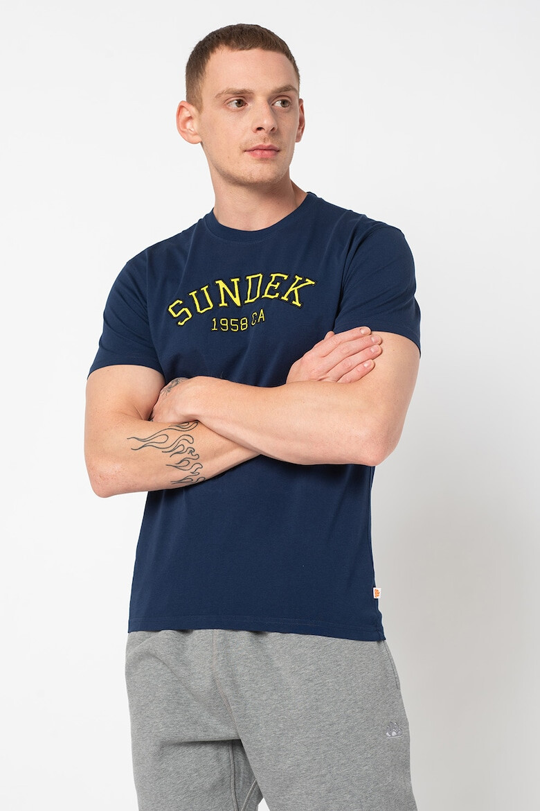 Sundek Tricou cu decolteu la baza gatului si imprimeu logo Dom - Pled.ro