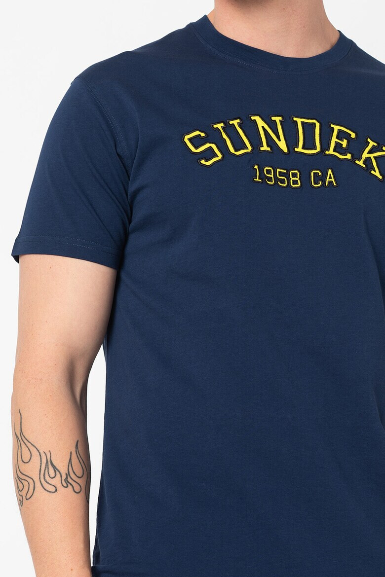 Sundek Tricou cu decolteu la baza gatului si imprimeu logo Dom - Pled.ro