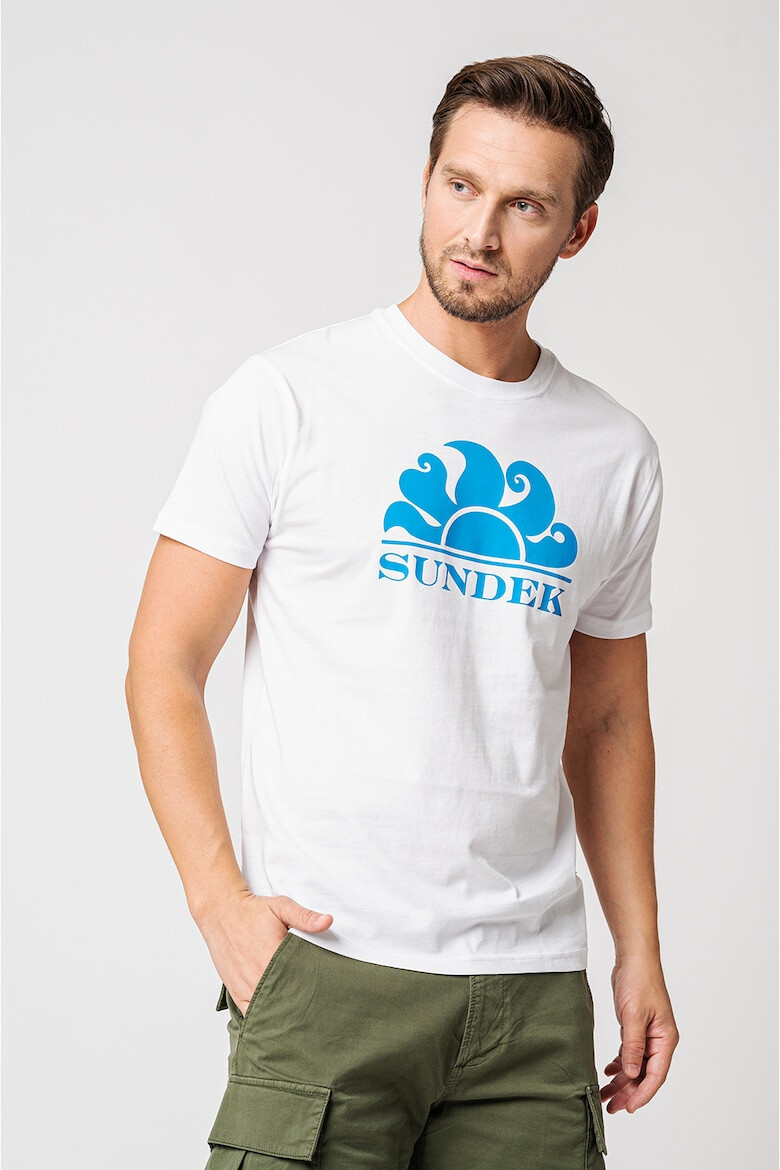 Sundek Tricou cu decolteu la baza gatului si logo New Simeon - Pled.ro