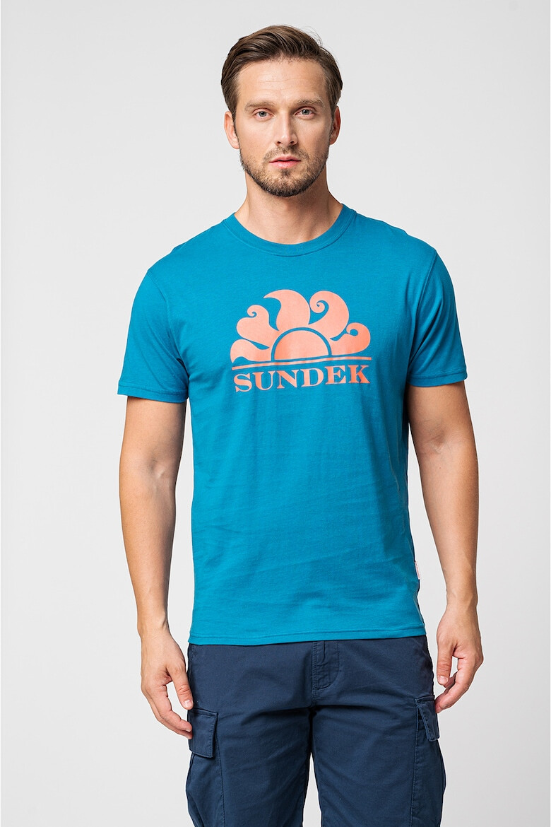 Sundek Tricou cu decolteu la baza gatului si logo New Simeon - Pled.ro