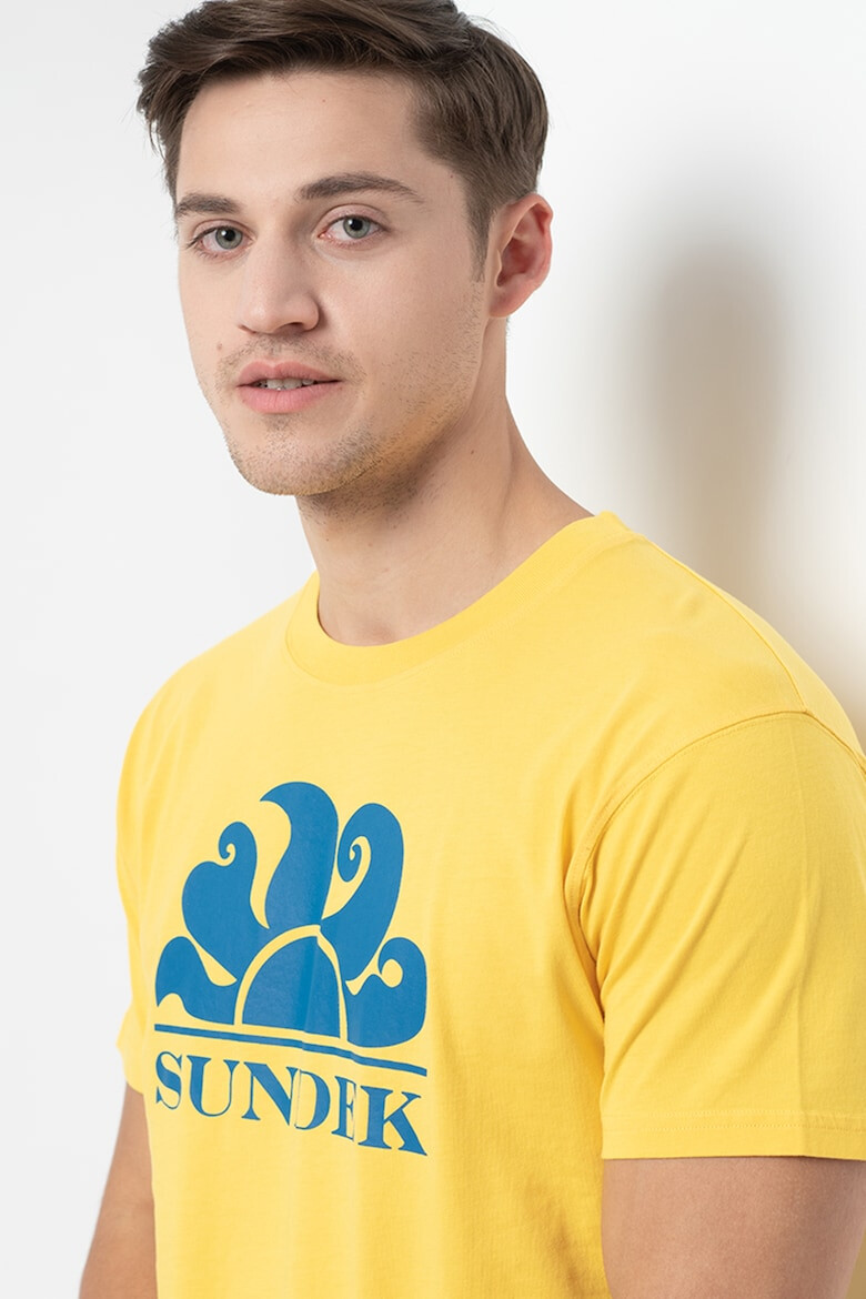 Sundek Tricou cu decolteu la baza gatului si logo New Simeon - Pled.ro