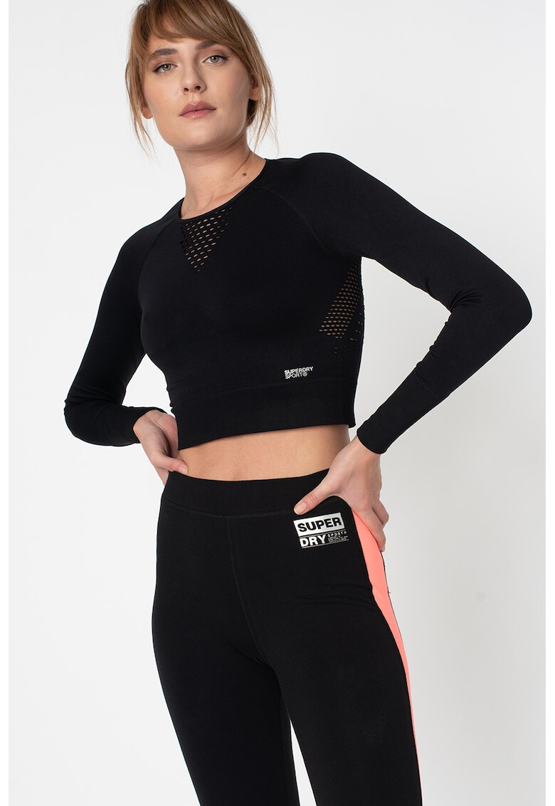 SUPERDRY Bluza crop cu insertii de plasa - Pled.ro