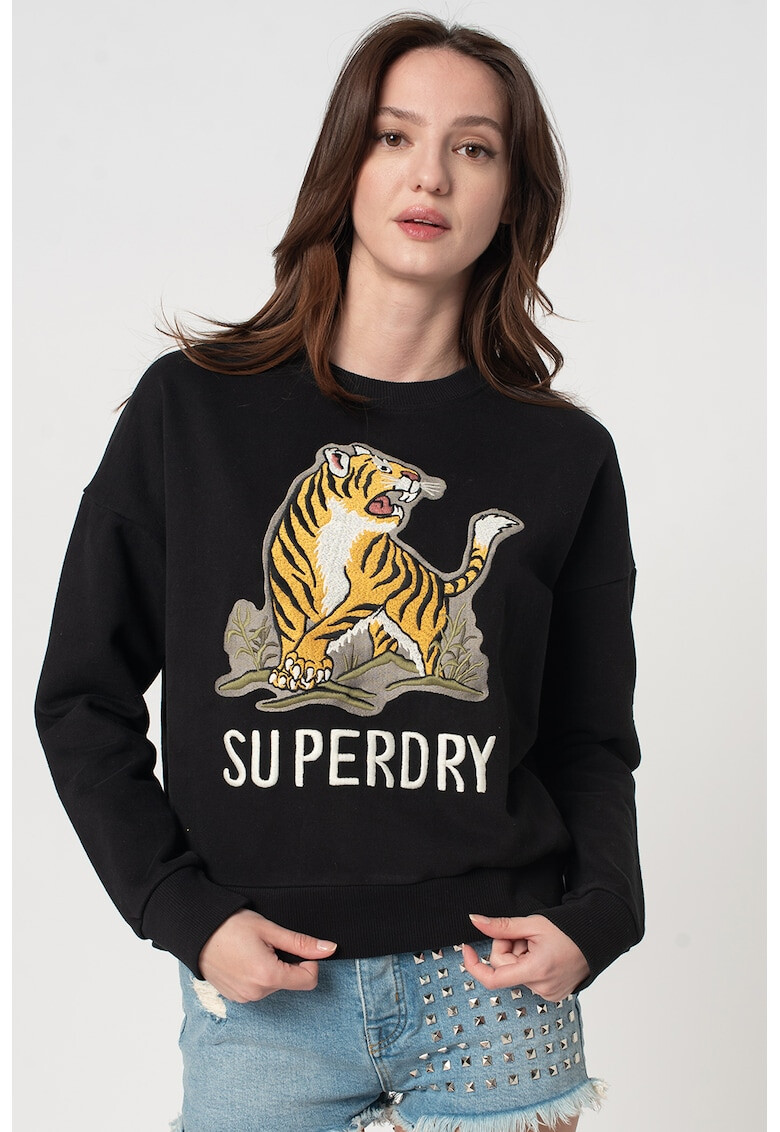 SUPERDRY Bluza sport cu decolteu la baza gatului si detalii brodate - Pled.ro