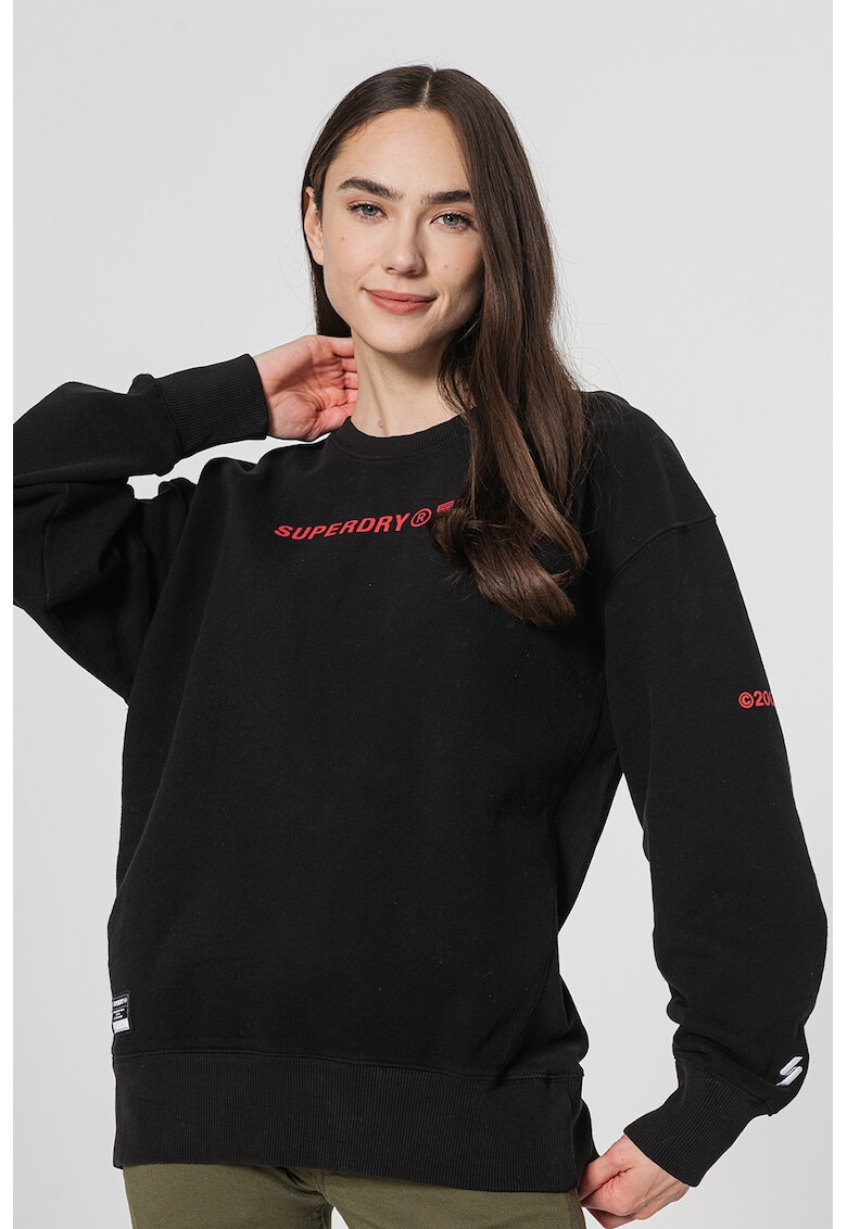 SUPERDRY Bluza sport cu decolteu la baza gatului si logo Corporate - Pled.ro