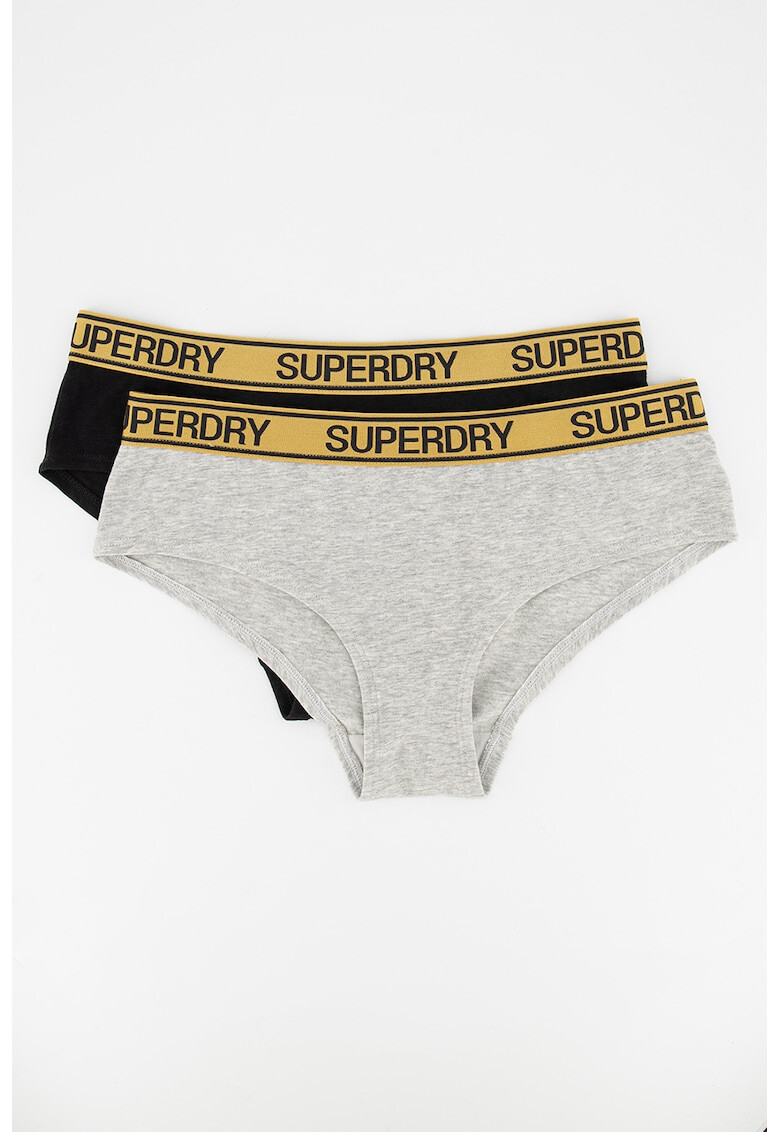 SUPERDRY Set de chiloti hipster cu banda logo in talie Grace - 2 perechi - Pled.ro