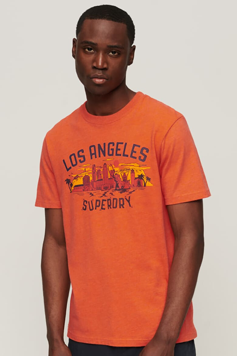 SUPERDRY Tricou cu decolteu la baza gatului si imprimeu - Pled.ro