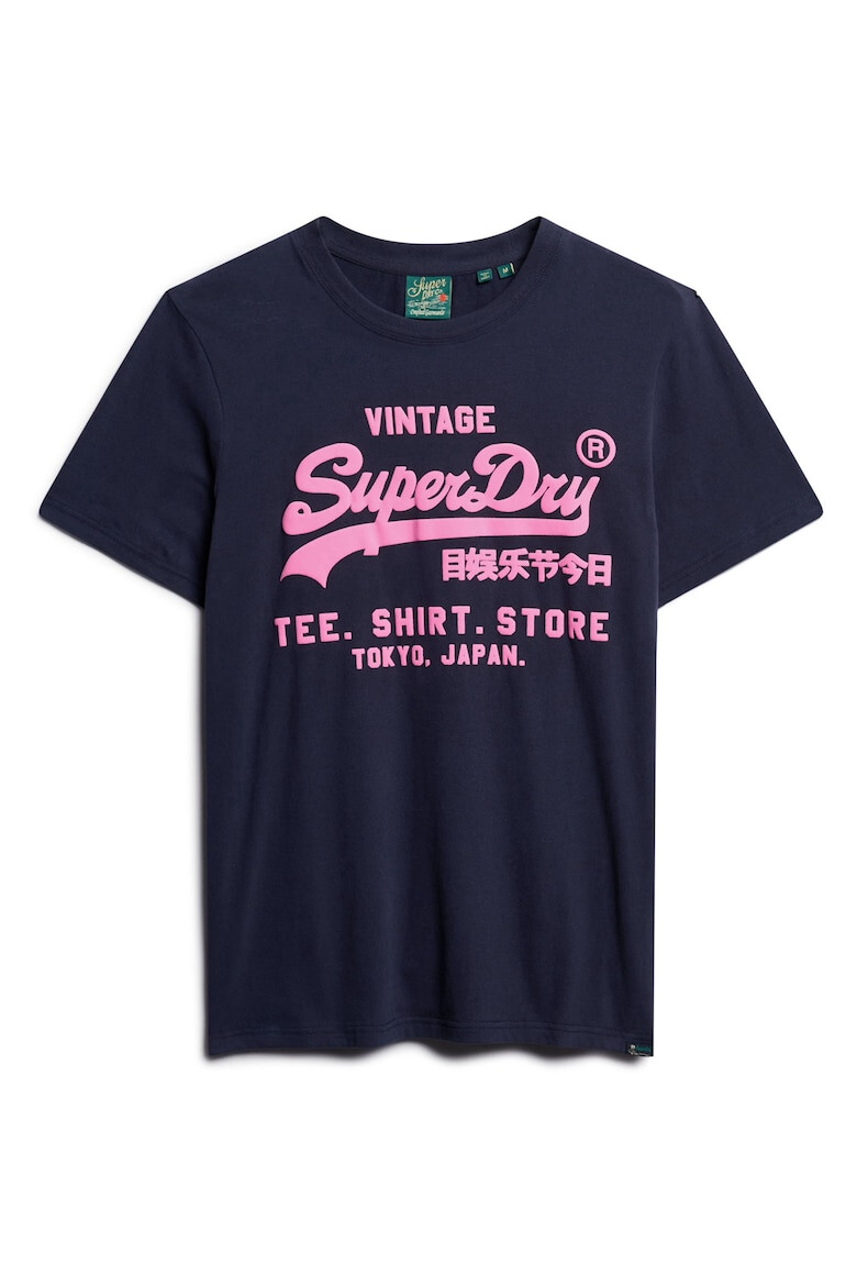 SUPERDRY Tricou cu decolteu la baza gatului si text in relief - Pled.ro