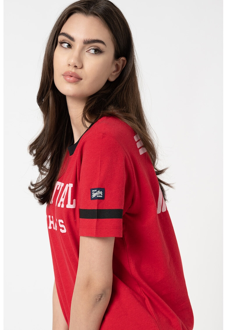 SUPERDRY Tricou din amestec de in cu imprimeu text Collegiate Ivy - Pled.ro