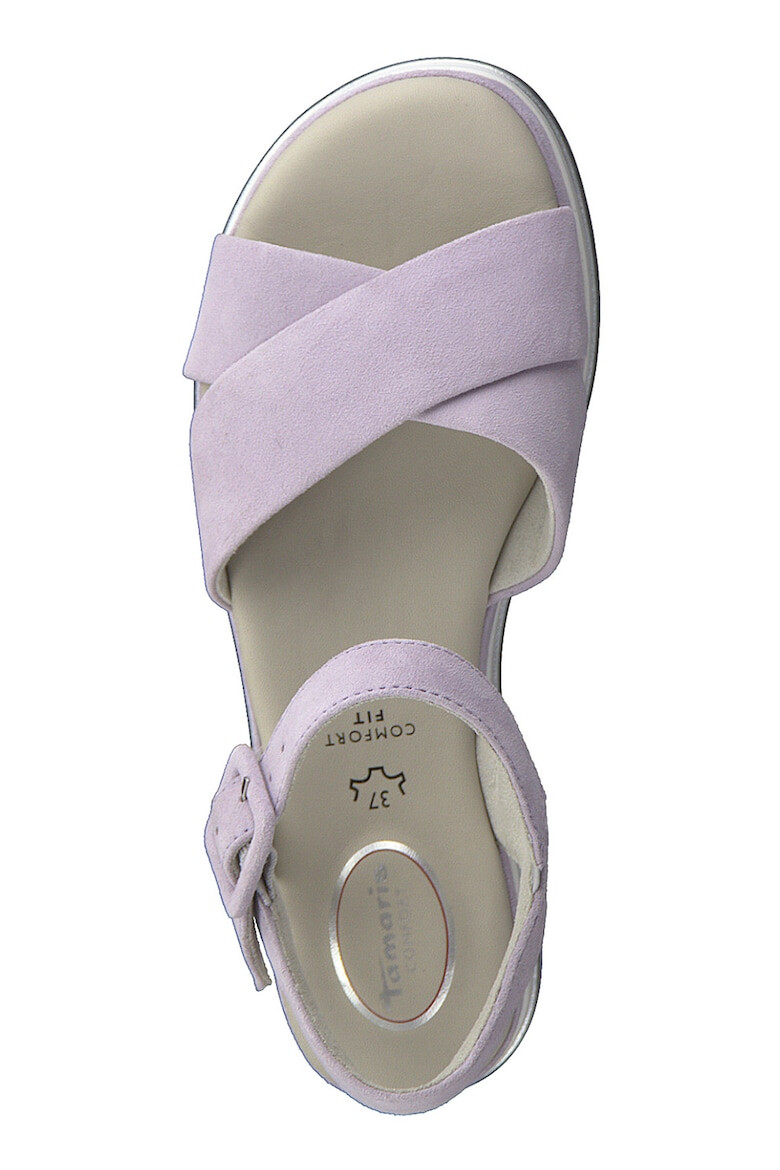 Tamaris Comfort Sandale din piele intoarsa cu talpa wedge si bareta incrucisata - Pled.ro