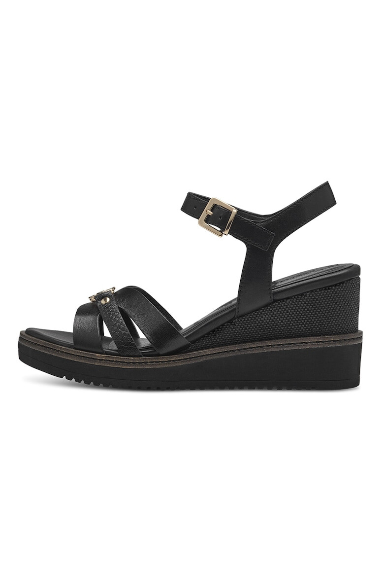 Tamaris Sandale wedge cu detalii de piele - Pled.ro