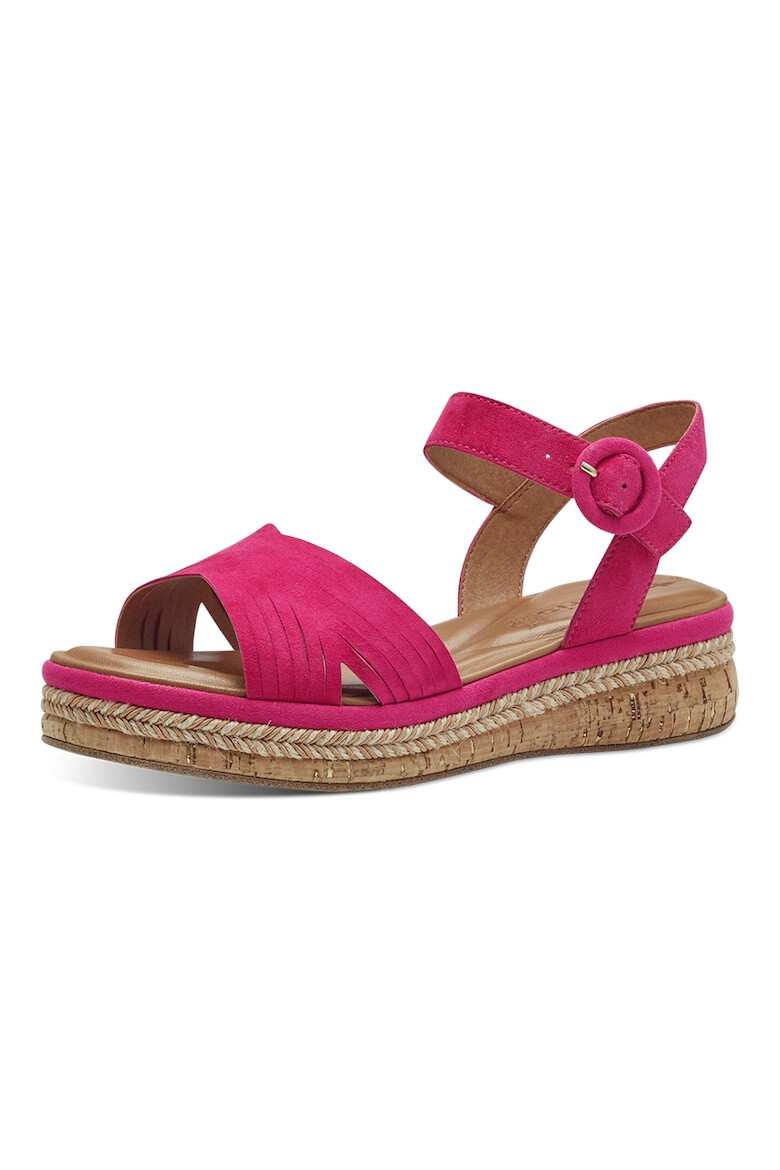 Tamaris Sandale wedge de piele intoarsa - Pled.ro