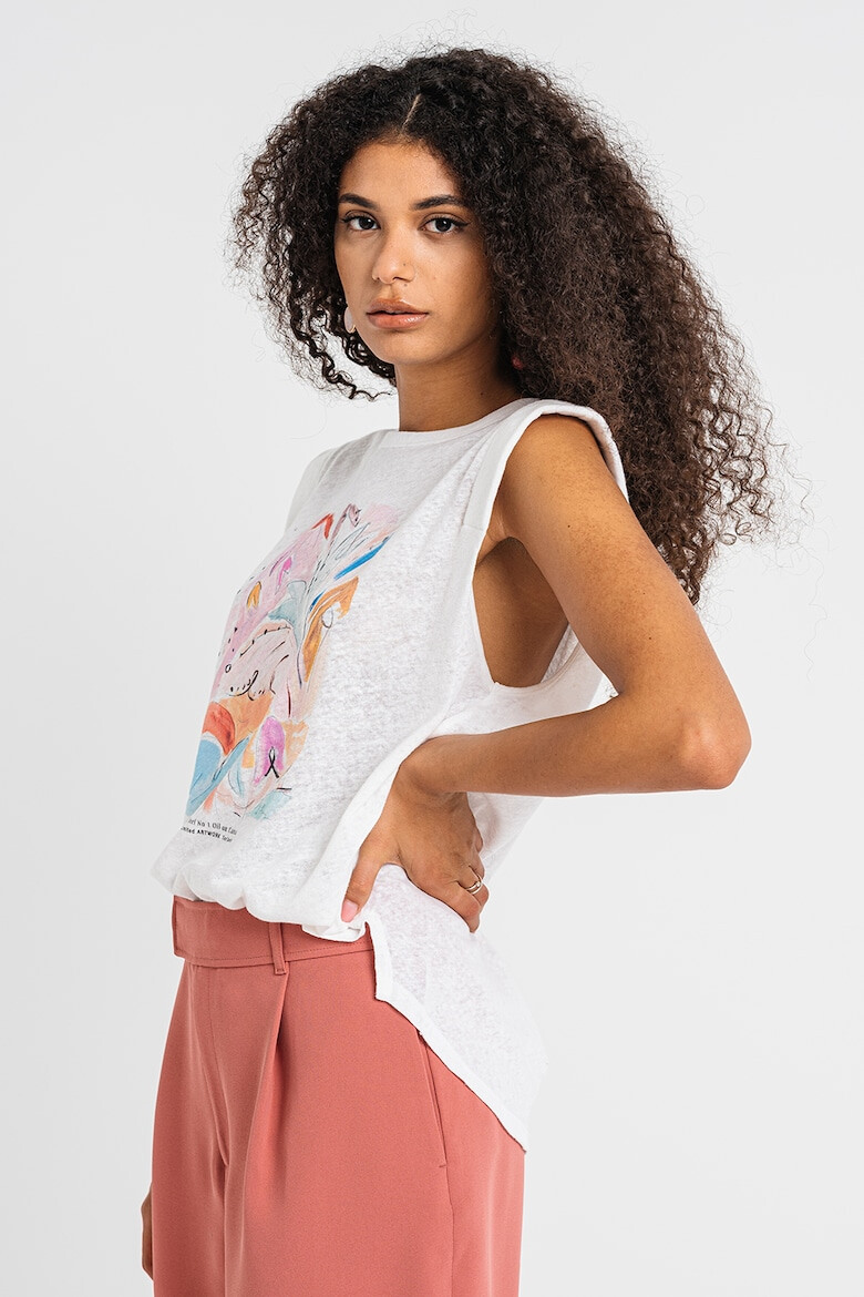 Ted Baker Tricou din amestec de in cu imprimeu Coralyi - Pled.ro