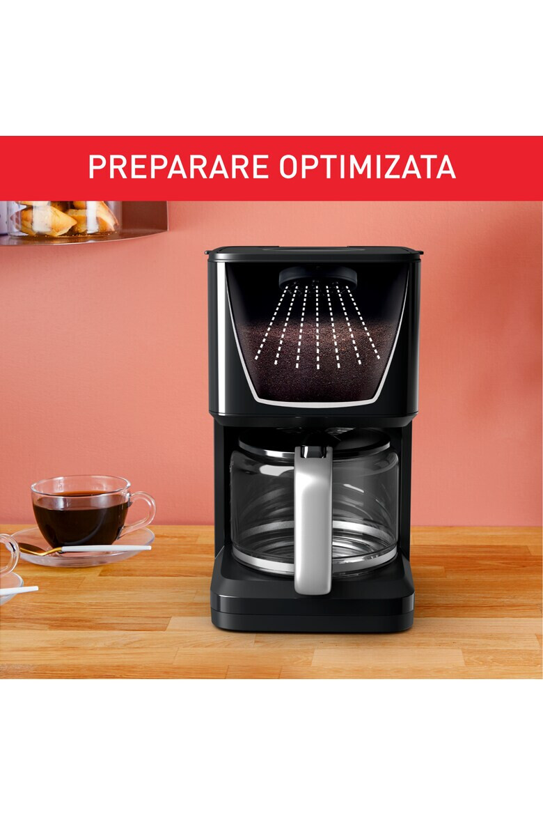 Tefal Cafetiera Smart'n Light 1000W 1.25 l ecran digital functie auto OFF sistem antipicurare carafa sticla functie mentinere la cald suport filtru detasabil negru - Pled.ro