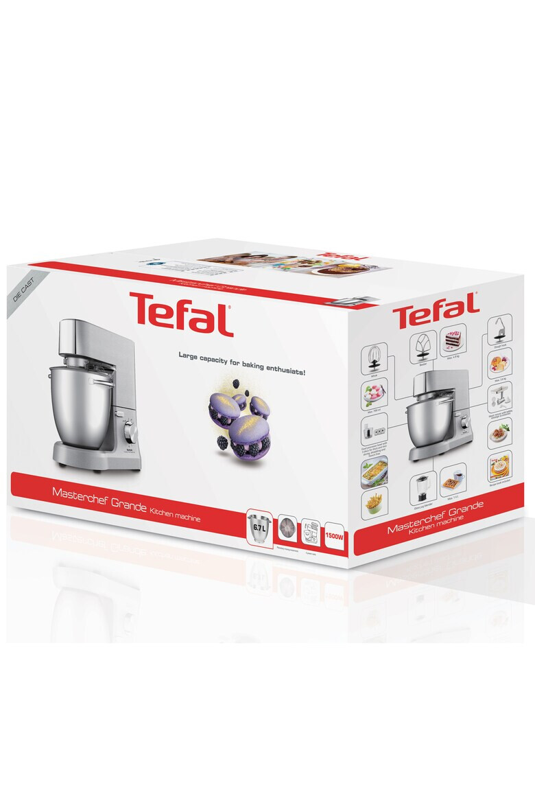 Tefal Robot de bucatarie Masterchef Grande 1500 W 8 viteze bol 6.7 l capacitate blender 1.4 l 6 accesorii argintiu - Pled.ro