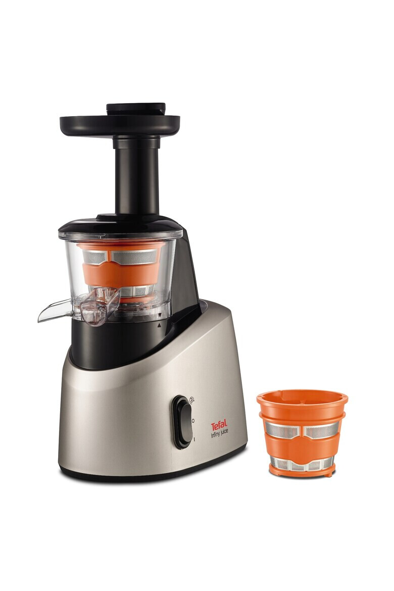 Tefal Storcator de fructe si legume Infiny Juice ZC255 200 W Recipient suc 0.8 l Recipient pulpa 0.8 l1 viteza Functie Reverse Negru/Inox - Pled.ro