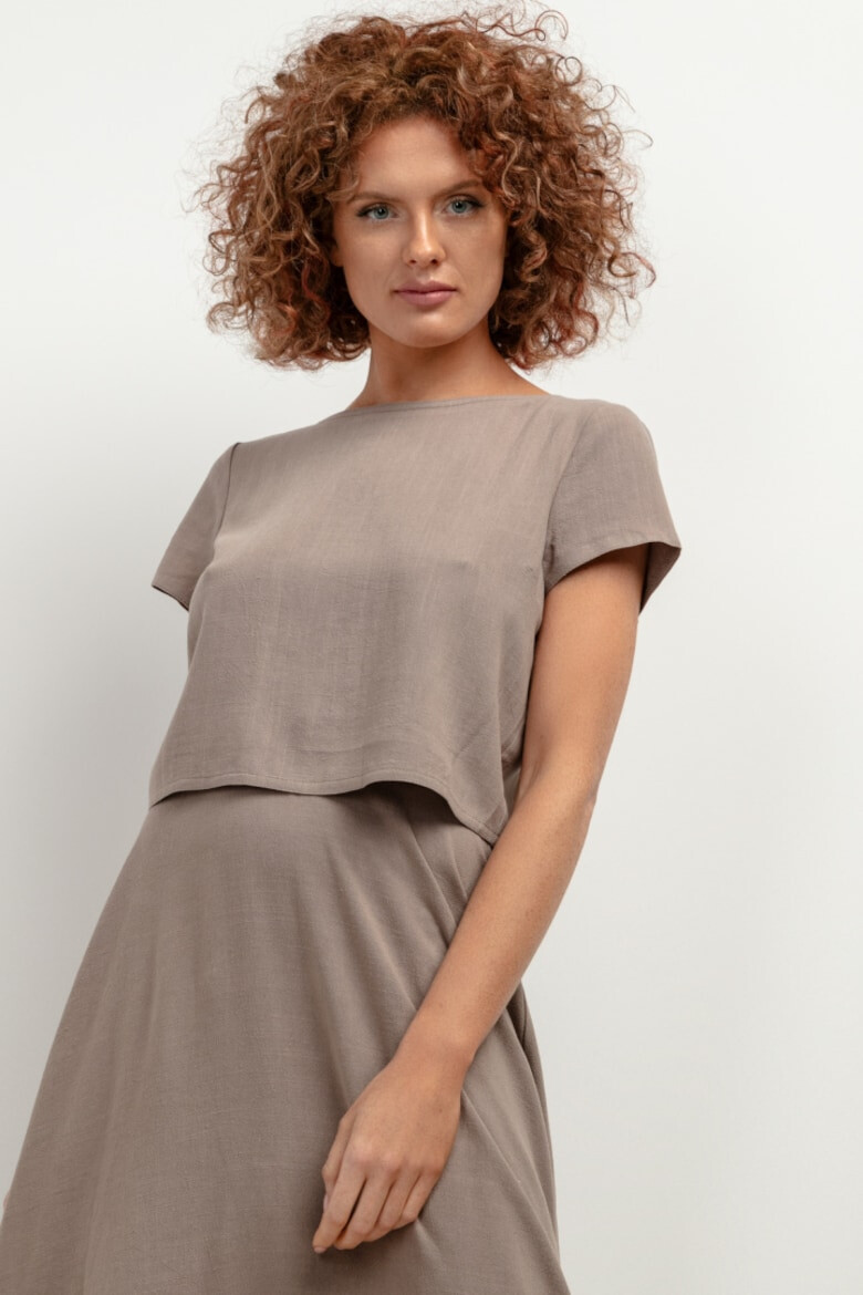 Tessita Tricou crop din amestec de in T401 bej - Pled.ro