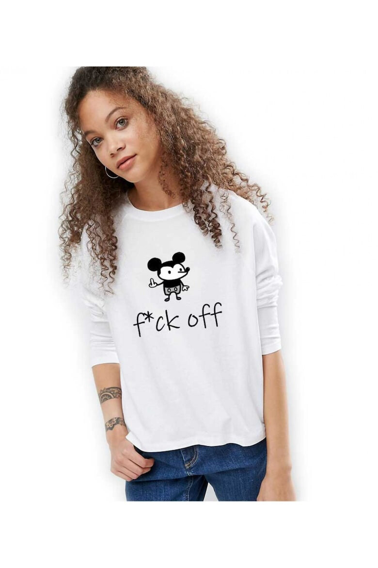 THEICONIC 888113368-Bluza dama alba - f*ck off Mickey Mouse - Pled.ro