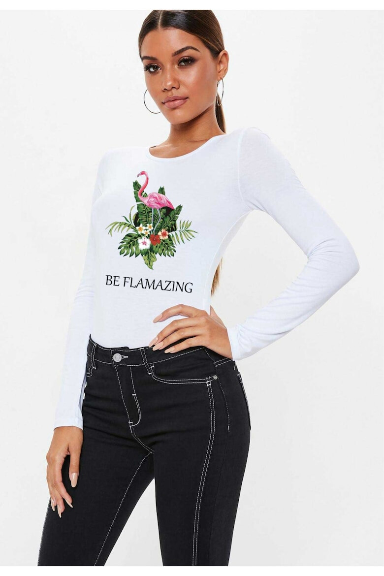 THEICONIC 888113504-Bluza de dama alba - Be Flamazing - Pled.ro