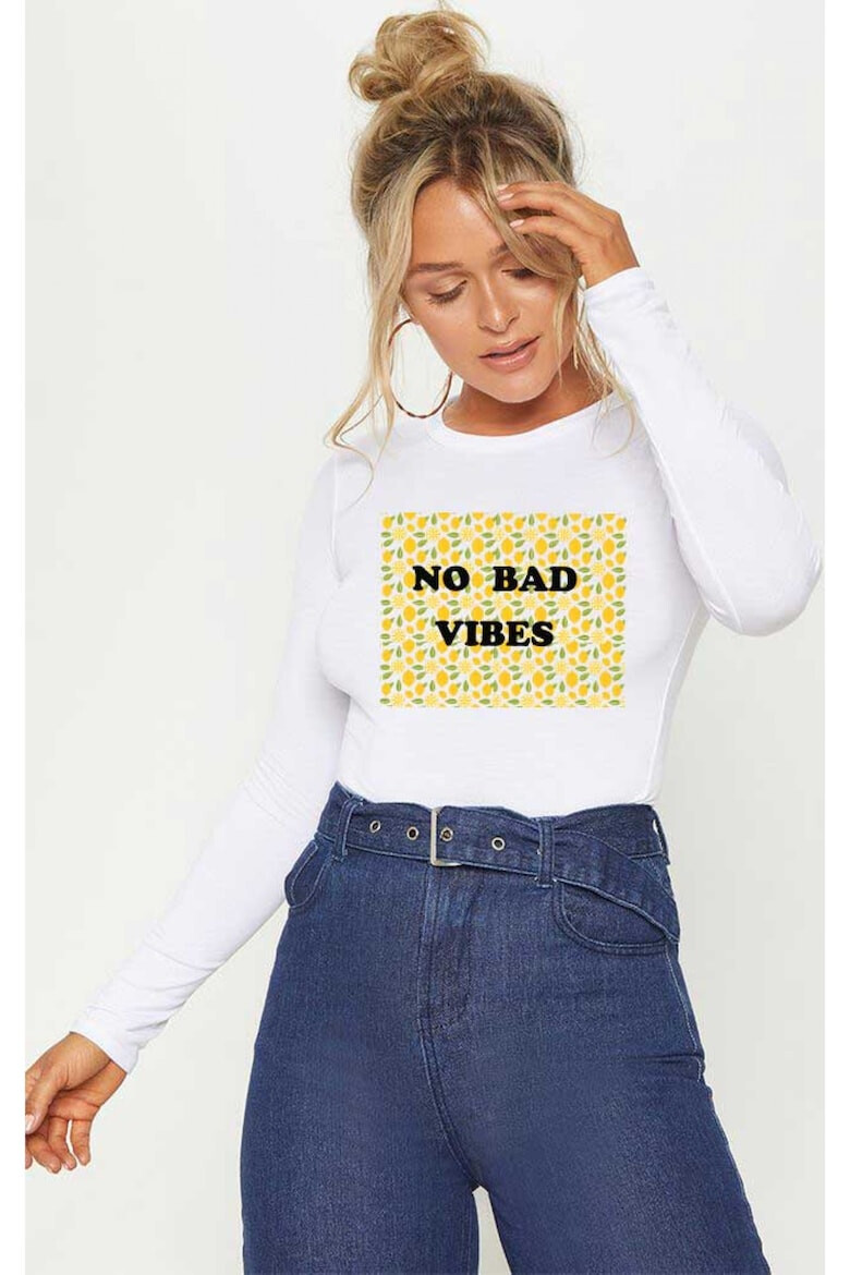 THEICONIC 888113553-Bluza dama alba - No Bad Vibes - Pled.ro