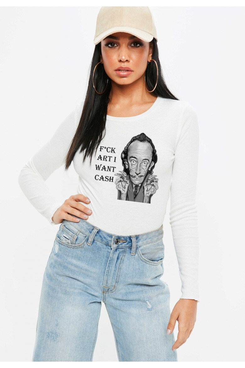 THEICONIC 888113636-Bluza dama alba - Dali - I want CASH - Pled.ro