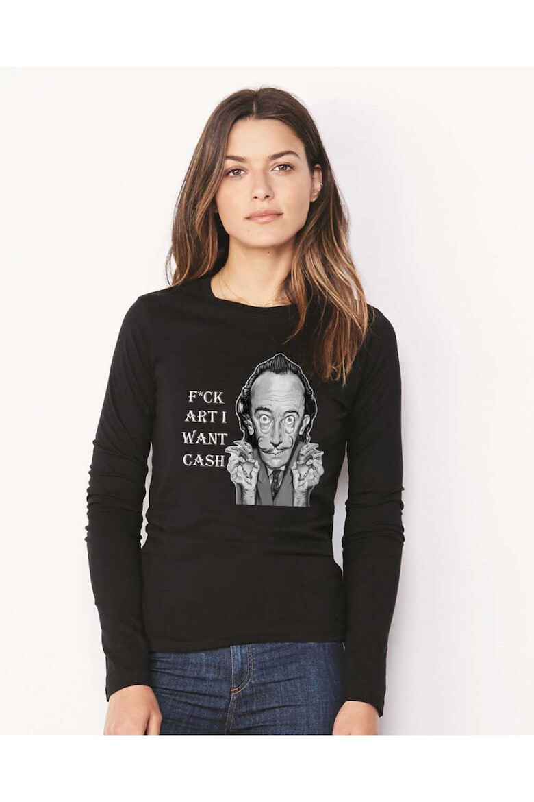 THEICONIC 888113637-Bluza dama neagra - Dali - I want CASH - Pled.ro