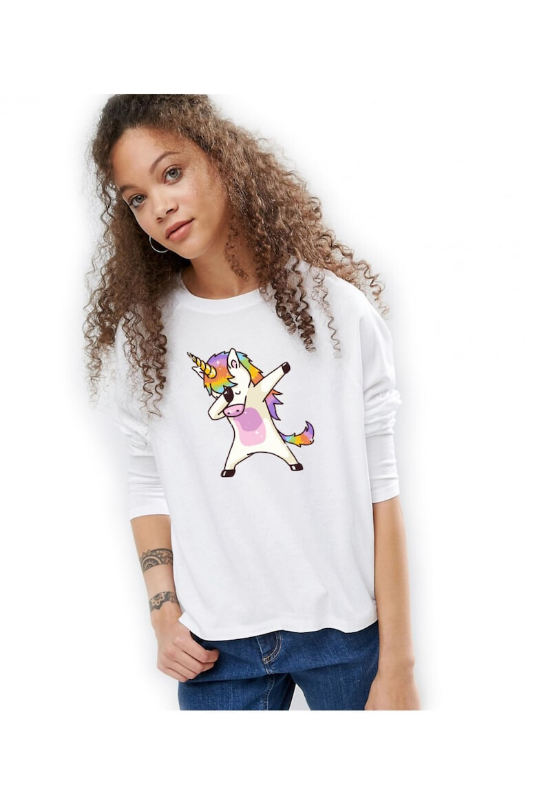 THEICONIC 888121069-Bluza dama alba Cool Unicorn - Pled.ro