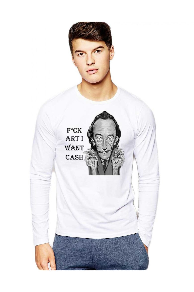 THEICONIC Bluza barbati alba - Dali - I want CASH - Pled.ro