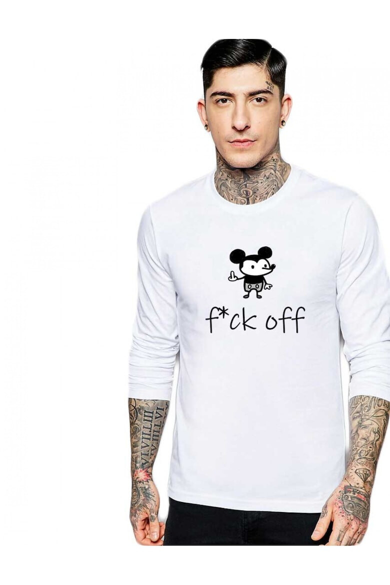 THEICONIC Bluza barbati alba - f*ck off Mickey Mouse - Pled.ro