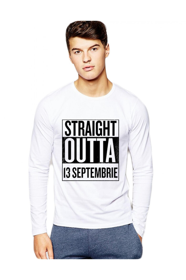 THEICONIC Bluza barbati alba - Straight Outta 13 Septembrie - Pled.ro