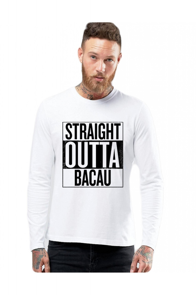 THEICONIC Bluza barbati alba - Straight Outta Bacau - Pled.ro